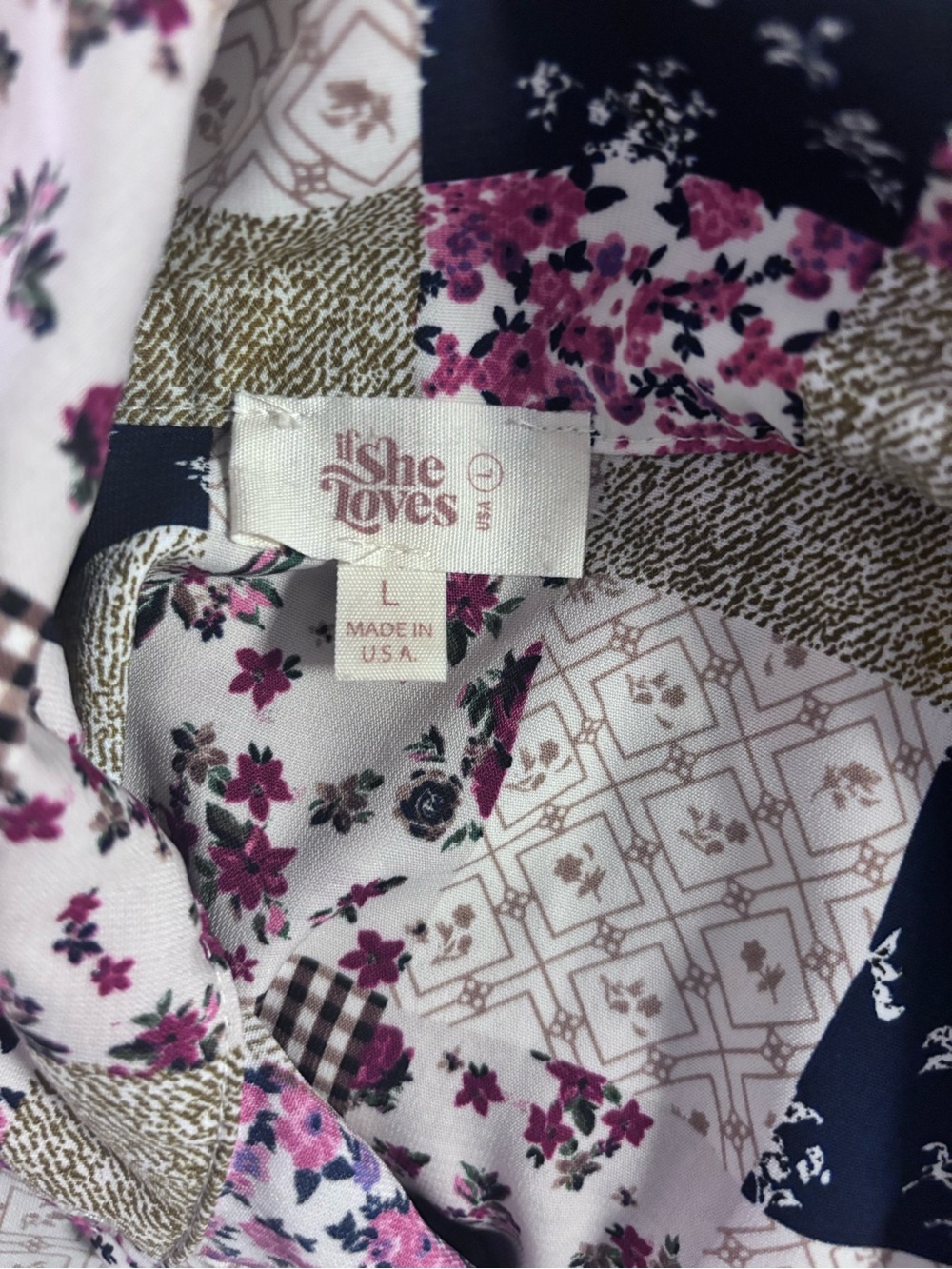 If She Loves "Be Faithful" Oversized Patchwork Shirt Dress Tunic - Picture 10 of 11
